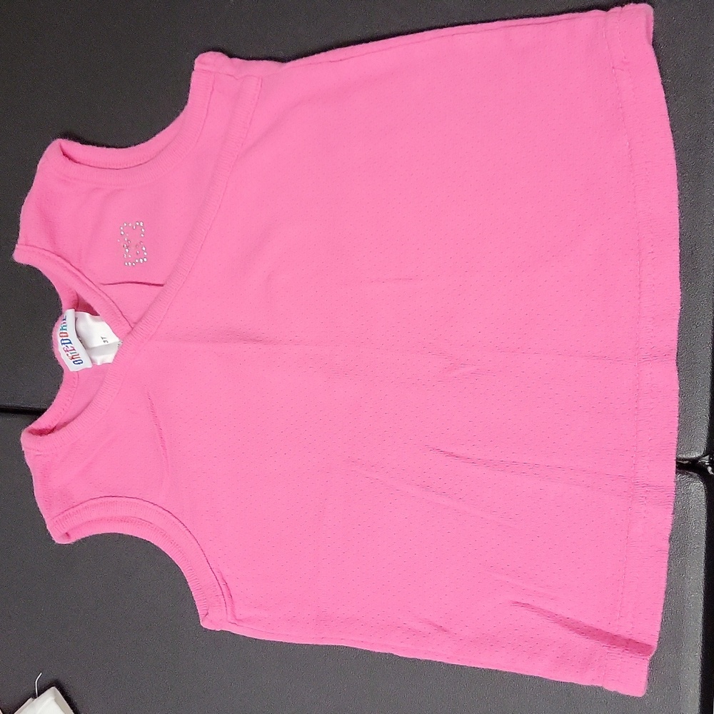 Okie Dokie Pink Tank Top with Silver Studded Butterfly